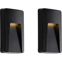 QAZQA 2-pack svarta rektangulära LED-vägglampor för utomhusbruk IP65 - Gem