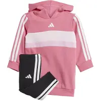 Adidas Träningsdräkt 'SEASONAL ESSENTIALS TIBERIO 3 STRIPES FLEECE LEGGINGS' mörkrosa / svart / vit