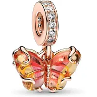 Pandora Moments Pink & Yellow Murano Glass Butterfly Dangle Charm 14k Rose gold-plated blend Pink berlock 782698C01