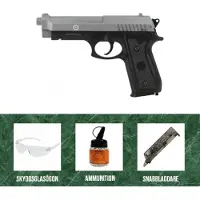 Cybergun PT92 Metalslide Fjäderpistol 6mm - Silver/Svart Startpaket