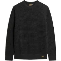 Superdry för män. M6110567A Stickad tröja med rund hals och svart struktur (XL), Casual, Bomull
