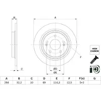 Bosch Bromsskiva 0 986 479 G77 bak, full, höggradigt förkolnad, 1 Stycke