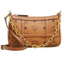 Mcm Delmy Visetos Monogram Kedja Axelväska Mini Dam Axelväska Cognac MWSBAER01CO001 Basic Set (Bag+Dust Bag)