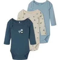 Name it Body l/ä - Noos - 3-pack - Jet Ström - - 62 - Body L/Ä