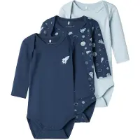 Name it Body l/ä - Noos - NbmBody - 3-pack - Dark Denim - - 74 - Body L/Ä