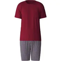 Calida Pyjamas kort mörkblå / karminröd / vit