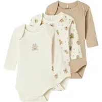 Name it Body l/ä - Noos - 3-pack - Jet Ström - - 74 - Body L/Ä