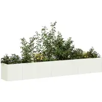 vidaXL Odlingslåda vit 280x40x40 cm kallvalsat stål