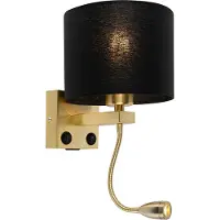 QAZQA Smart vägglampa guld med USB och svart skärm inkl WiFi A60 - Brescia