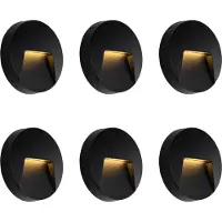 QAZQA Set om 6 svarta runda utomhusvägglampor inkl. LED IP65 - Gem