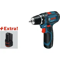 Bosch Skruvdragare/borr GSR 12V-15 Professional; 12 V; 2x2,0 Ah batt. + tillbehör