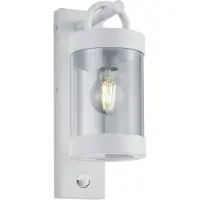 TRIO Lighting Utomhus vägglampa med rörelsesensor Sambesi, Vitt / opal, Aluminium / grå / zink, Modern