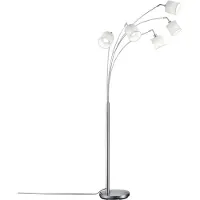 TRIO Leuchten Golvlampa Tommy, Aluminium / grå / zink, Vardagsrum / matsal, Textil / tyger / siden, Modern, Golvlampa
