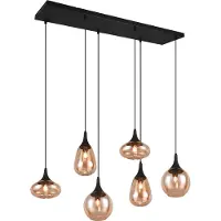 TRIO Lighting Glas pendellampa Lumina, dimbar, Svart, Vardagsrum / matsal, Glas, Modern, Pendellampa
