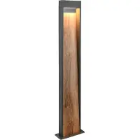 TRIO Lighting LED pollare SALMON, Ljust trä, Aluminium / grå / zink, Modern, LED-utomhuslampa