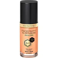 Max Factor Facefinity All Day Flawless 3 in 1, Pumpflaska, Kräm, Beige, Caramel, Solkysst hud, Universal