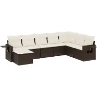 vidaXL Loungegrupp för trädgården med dynor 9 delar konstrotting brun