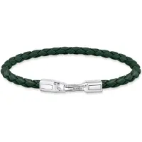Thomas Sabo Rebel At Heart grönt läderarmband A2147-682-6-L19