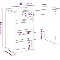 vidaXL Skrivbord vit 102x50x75 cm konstruerat trä