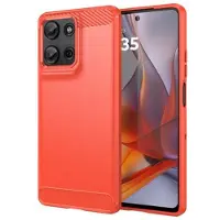 Mtp Products Motorola Moto G75 Borstat TPU Skal - Kolfiber - Röd