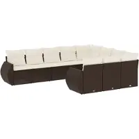 vidaXL Loungegrupp 10 delar med brun dynor konstrotting