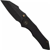 We Knife High-Fin XL WE24010-1 Blackwash CPM 20CV, Diamond Patterned Black Titanium, pocket knife