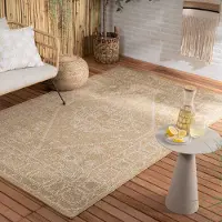 FRAAI Jute outdoor matta | Daisy Medaillon vit hos Volero | 160x230 cm | Polypropen | Medaljong | Rektangulär | Plattvävd