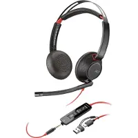 Poly Headset Blackwire C5220 Stereo USB- On-ear headset Stereo Svart Brusreducering Datorer