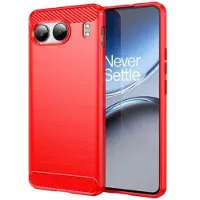 Mtp Products OnePlus Nord 4 Borstat TPU Skal - Kolfiber - Röd