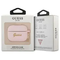 GUESS GUAPSSSI AirPods Pro-skydd rosa/rosa Silikon Vintage Script