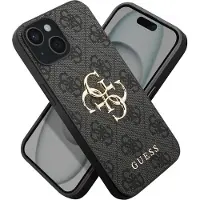 GUESS iPhone 15 4G Big Metal Logo Hybrid Skal - Grå