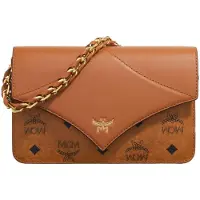 Mcm Diamond Visetos Klassiskt Monogramtryck Läderkedja Läder Blandat Belagt Kanvas Axelremsväska Mini Dam Axelremsväska Cognac MWRESAK02CO001 Basic Set (Bag+Dust Bag)