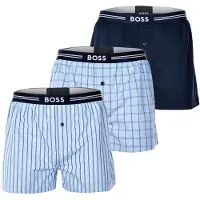 BOSS för män. 50480034 Förpackning med 3 boxershorts i blå eller marinblå väv (L), Hemkläder, Bomull