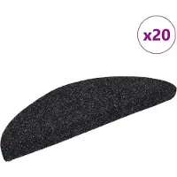 vidaXL Trappmattor självhäftande 20 st 56x17x3 cm svarta halvrunda