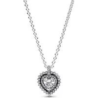 Pandora Timeless Sparkling Heart Halo Pendant Necklace Sterling silver halsband 393099C01-45