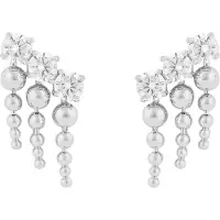 Sno of sweden Billie small tassel silverfärgade örhängen vit 1331-7100012