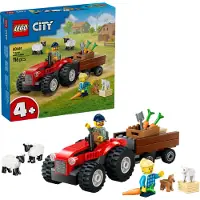 LEGO City Röd Traktor Med Släp & Får, Byggset För Barn 60461
