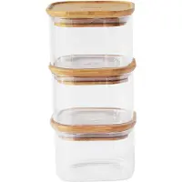 SmartaSaker Glasburk med bambulock 0,5L 3-pack, Pebbly