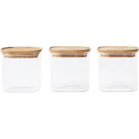 Pebbly Glasburk med bambulock 0,8L 3-pack, Pebbly