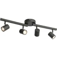 QAZQA Takspotlight svart GU10 50mm 4-ljus inkl. bakgrundsbelysning och 3-vägsbrytare - Back Up