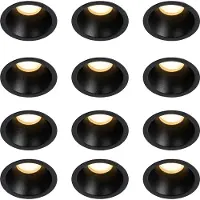 QAZQA Set om 12 moderna infällda spotlights svarta GU10 35 mm IP44 - Dept