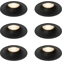 QAZQA Set med 6 svarta infällda spotlights GU10 50 mm - Gijs