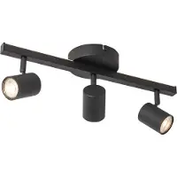QAZQA Takspotlight svart GU10 50mm 3-ljus inkl. bakgrundsbelysning och 3-vägsbrytare - Back Up