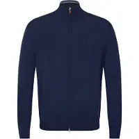 Gant för män. 8050208 Cardigan med dragkedja i marinblå extra fin merinoull (S), Casual, Lång ärm, Marino