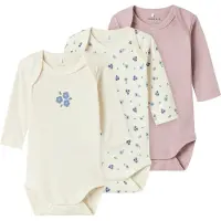 Name it Bodies l/ä - Noos - NbfBody - 3-pack - Jet Ström Flower - - 50 - Body L/Ä