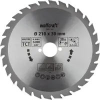 Wolfcraft 6381000 Hårdmetall cirkelsågklinga 210 x 30 mm Antal tänder (per tum): 30 1 st