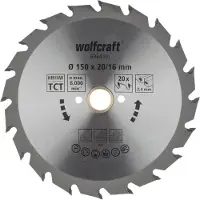 Wolfcraft 6364000 Hårdmetall cirkelsågklinga 150 x 20 mm Antal tänder (per tum): 20 1 st