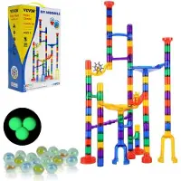 Vevor Kulbana Set, 110-delars Kullabyrint Byggklossar Hjärnspel, med 10 Glödande Kulor + 20 Glaskulor, Pedagogiska Inlärningsbana STEM-leksaker, för barn, Pojkar, Flickor från 3 År
