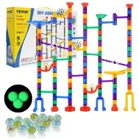 Vevor Kulbana Set, 150 Bitars Kullabyrint Byggklossar Hjärnspel, Med 10 Glödande Kulor + 40 Glaskulor, Pedagogiska Inlärningsbana STEM-leksaker, För Barn, Pojkar, Flickor Från 3 År