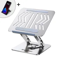 Wozinsky WRS-CPY84SS Aluminiumstativ för laptop och surfplatta + gratis smartphone-stativ - Silver